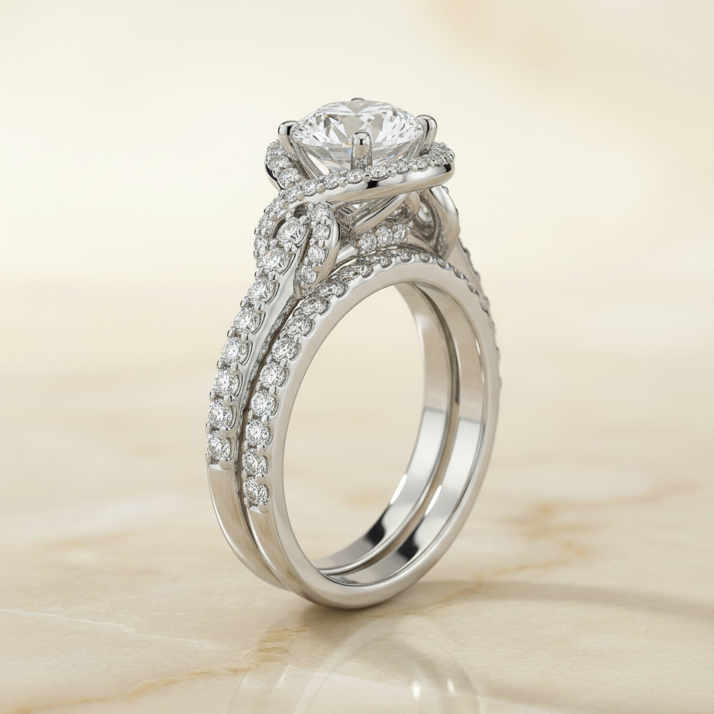 The Bess Matching Wedding Band, Round in Platinum