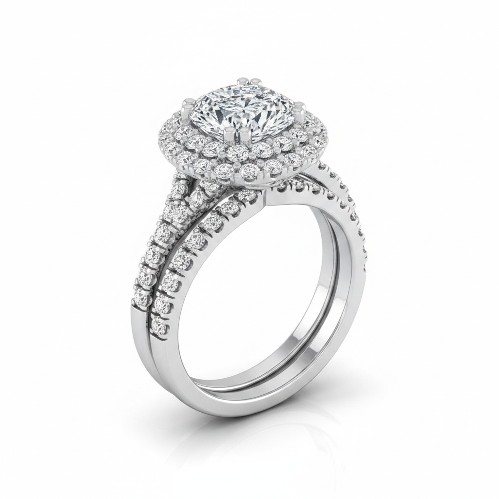 The Betty Matching Wedding Band, Cushion in 18K White Gold