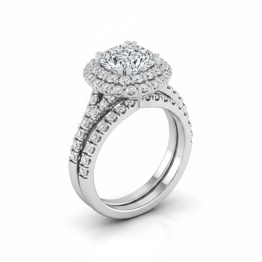 The Betty Matching Wedding Band, Cushion in 18K White Gold