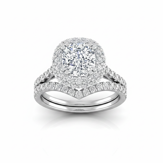 The Betty Matching Wedding Band, Cushion in Platinum