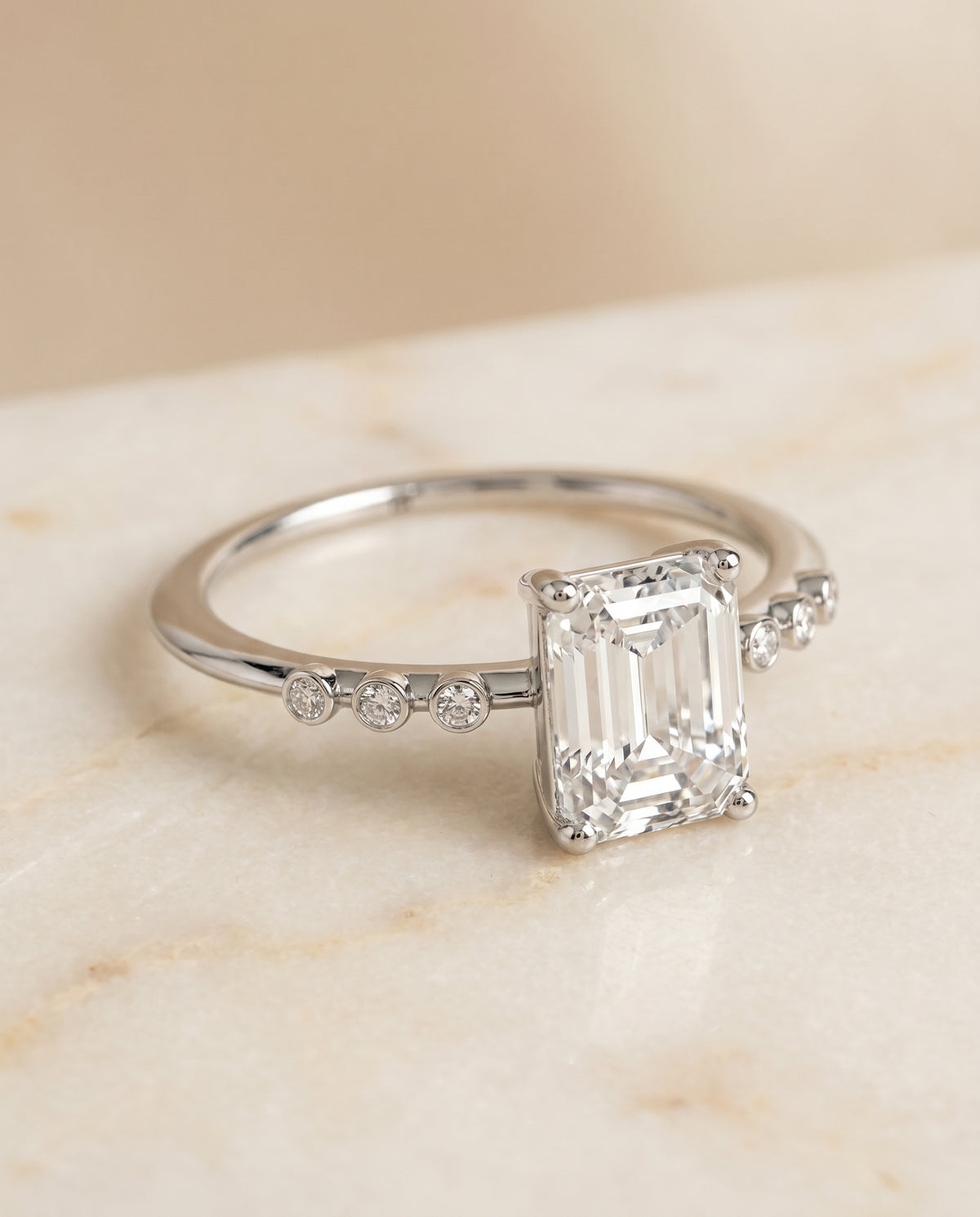 The Peggy emerald engagement ring setting in 18K White Gold | RockHer
