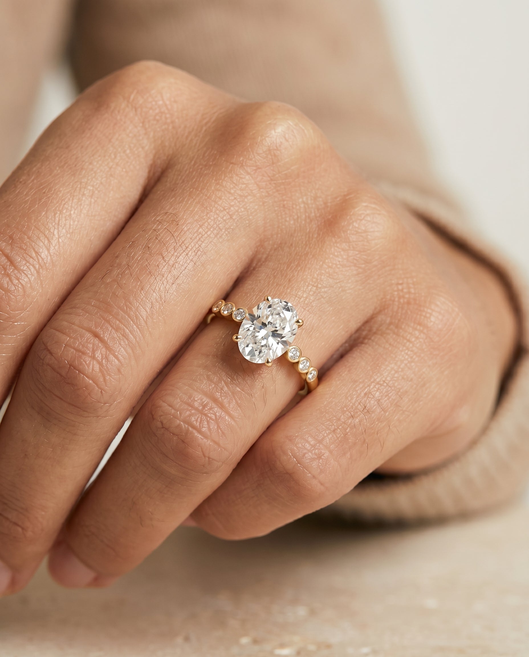 The Peggy setting for oval diamonds, made to order in 18K Yellow Gold | RockHer