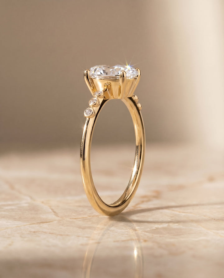 Peggy Select Bezel Accent Solitaire Oval in 14K Yellow Gold – view 6