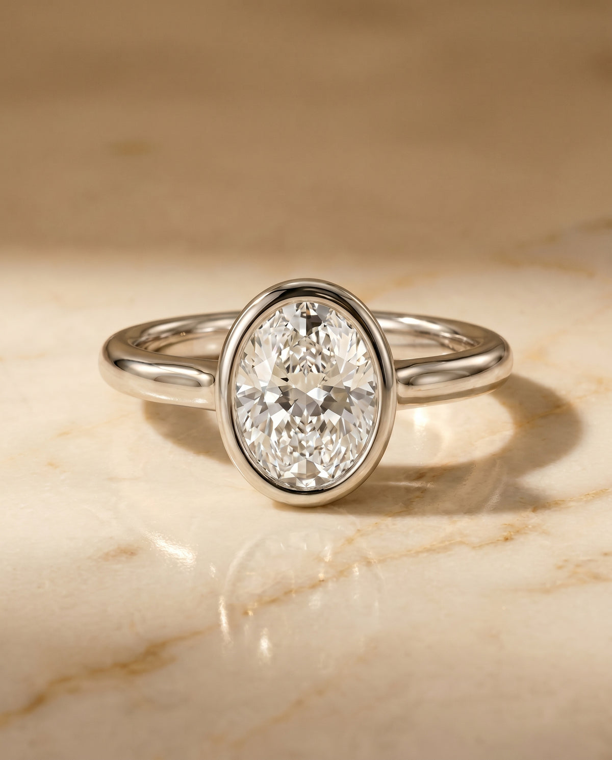 The Agnes oval engagement ring setting in 18K White Gold | RockHer