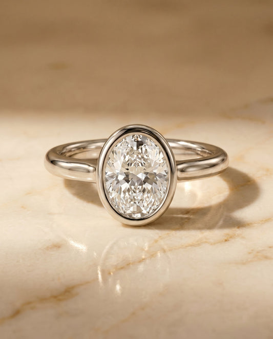 The Agnes Select Bezel Solitaire Engagement Ring with Lab Diamond in 18K White Gold — view 1