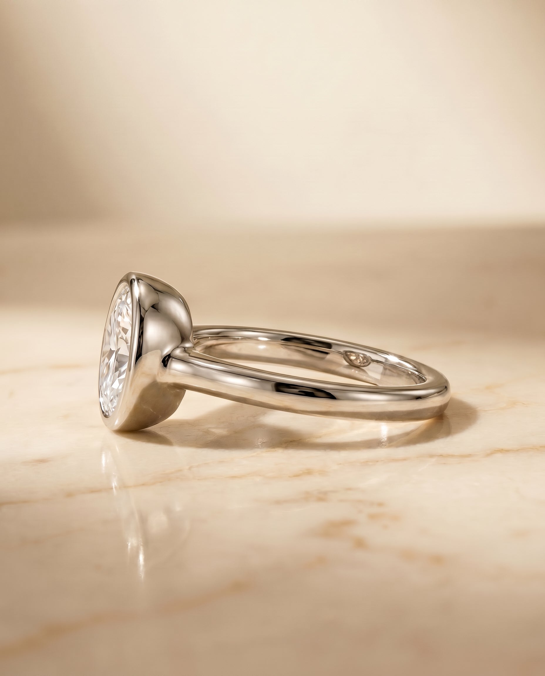 The Agnes setting for oval diamonds, made to order in Platinum | RockHer