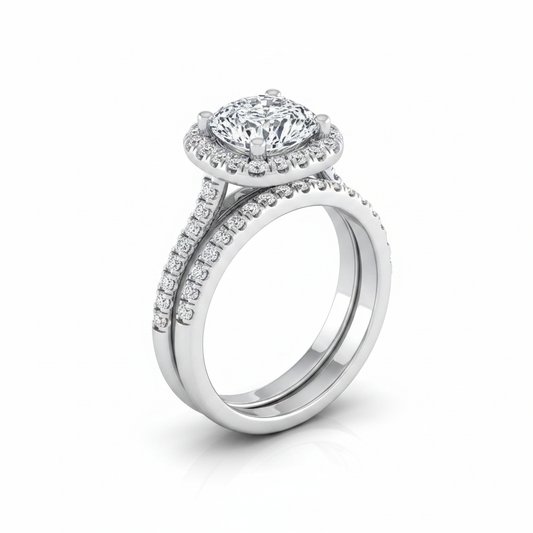 The Bianca Matching Wedding Band, Cushion in 18K White Gold