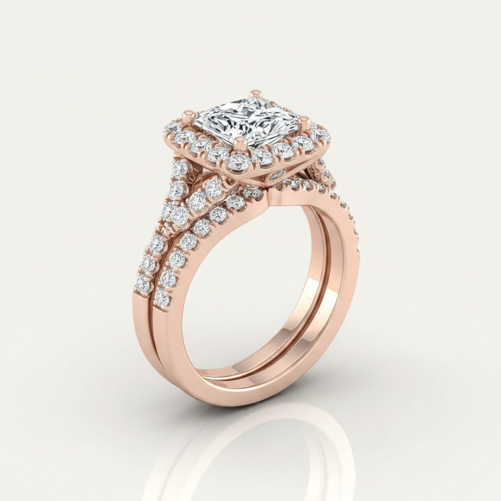 The Billie Matching Wedding Band, Princess in 14K Rose Gold