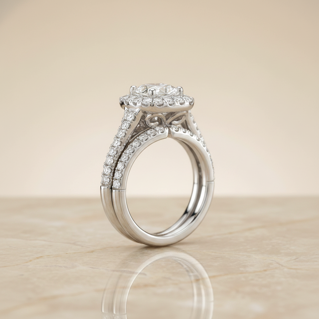 The Billie Matching Wedding Band, Cushion in 18K White Gold