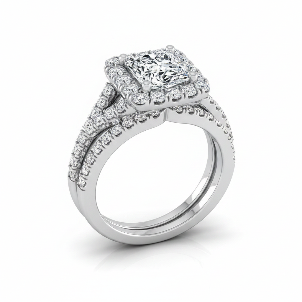 The Billie Matching Wedding Band, Princess in 18K White Gold