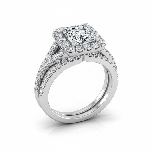The Billie Matching Wedding Band, Princess in 18K White Gold