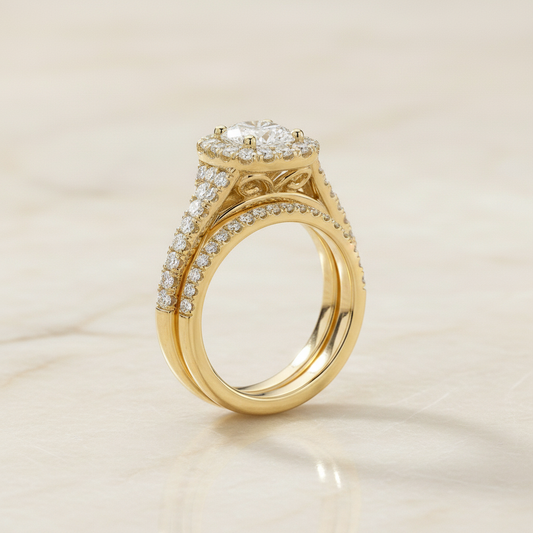The Billie Matching Wedding Band, Cushion in 18K Yellow Gold