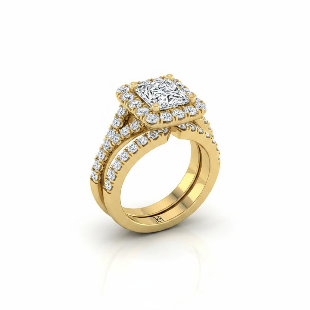 The Billie Matching Wedding Band, Princess in 18K Yellow Gold
