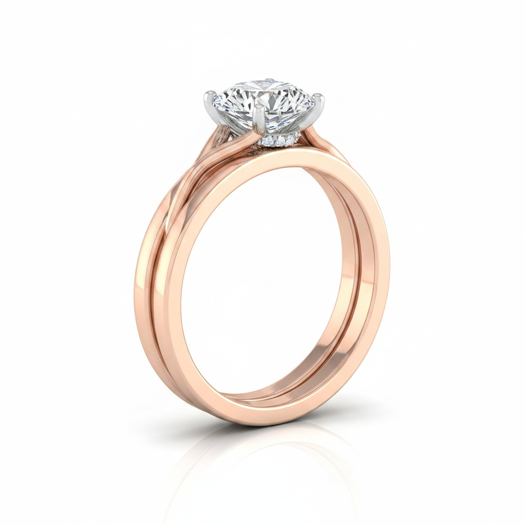 The Blondie Matching Wedding Band, Round in 14K Rose Gold