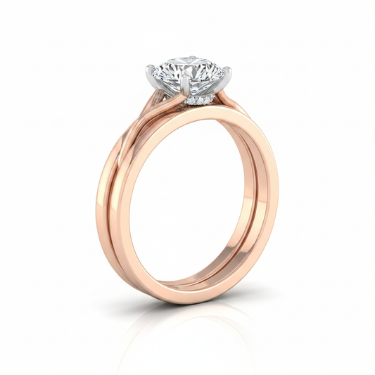 The Blondie Matching Wedding Band, Round in 14K Rose Gold