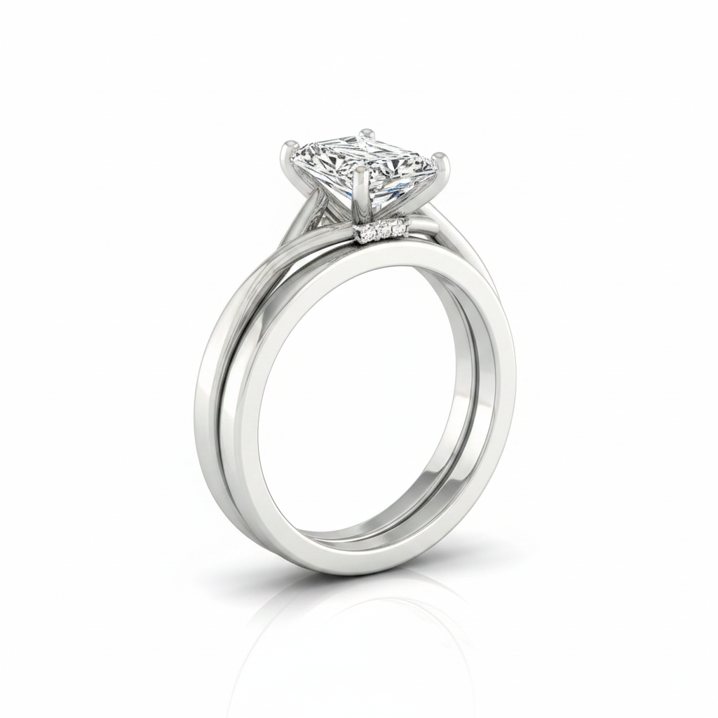 The Blondie Matching Wedding Band, Radiant in 18K White Gold