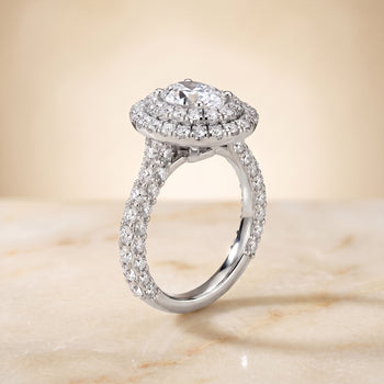 The Dinah Double Halo Oval Engagement Ring Setting in 18K White Gold