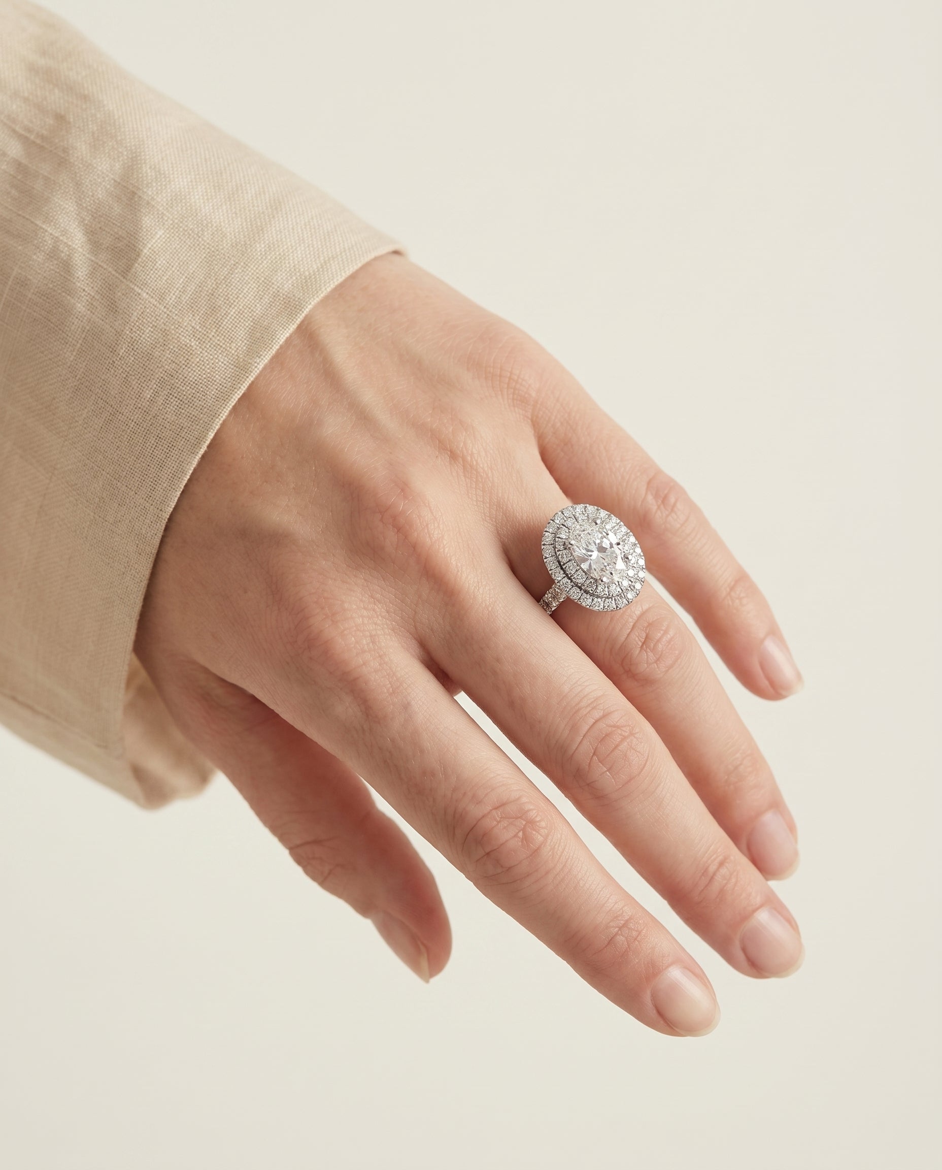 The Dinah engagement ring setting in Platinum, double halo design | RockHer