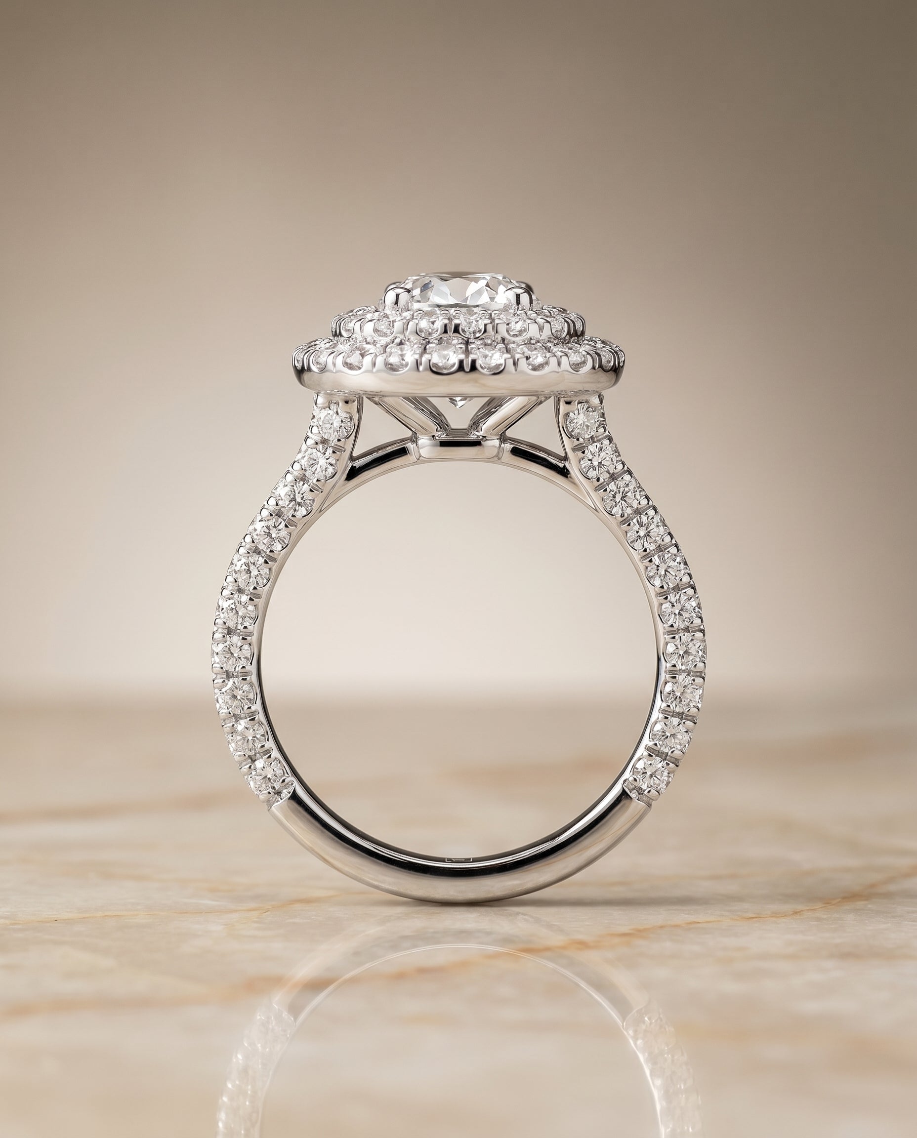 Double Halo styling on The Dinah oval engagement ring setting | RockHer