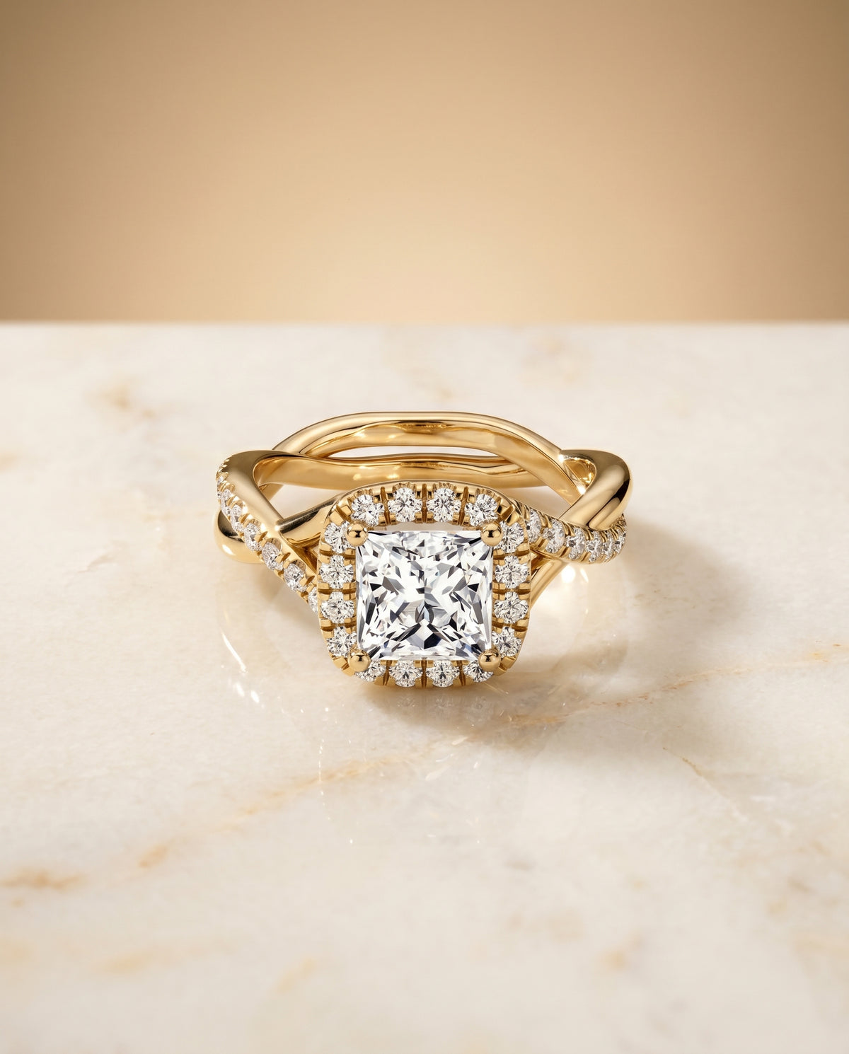 The Bell princess engagement ring setting in 18K Yellow Gold | RockHer