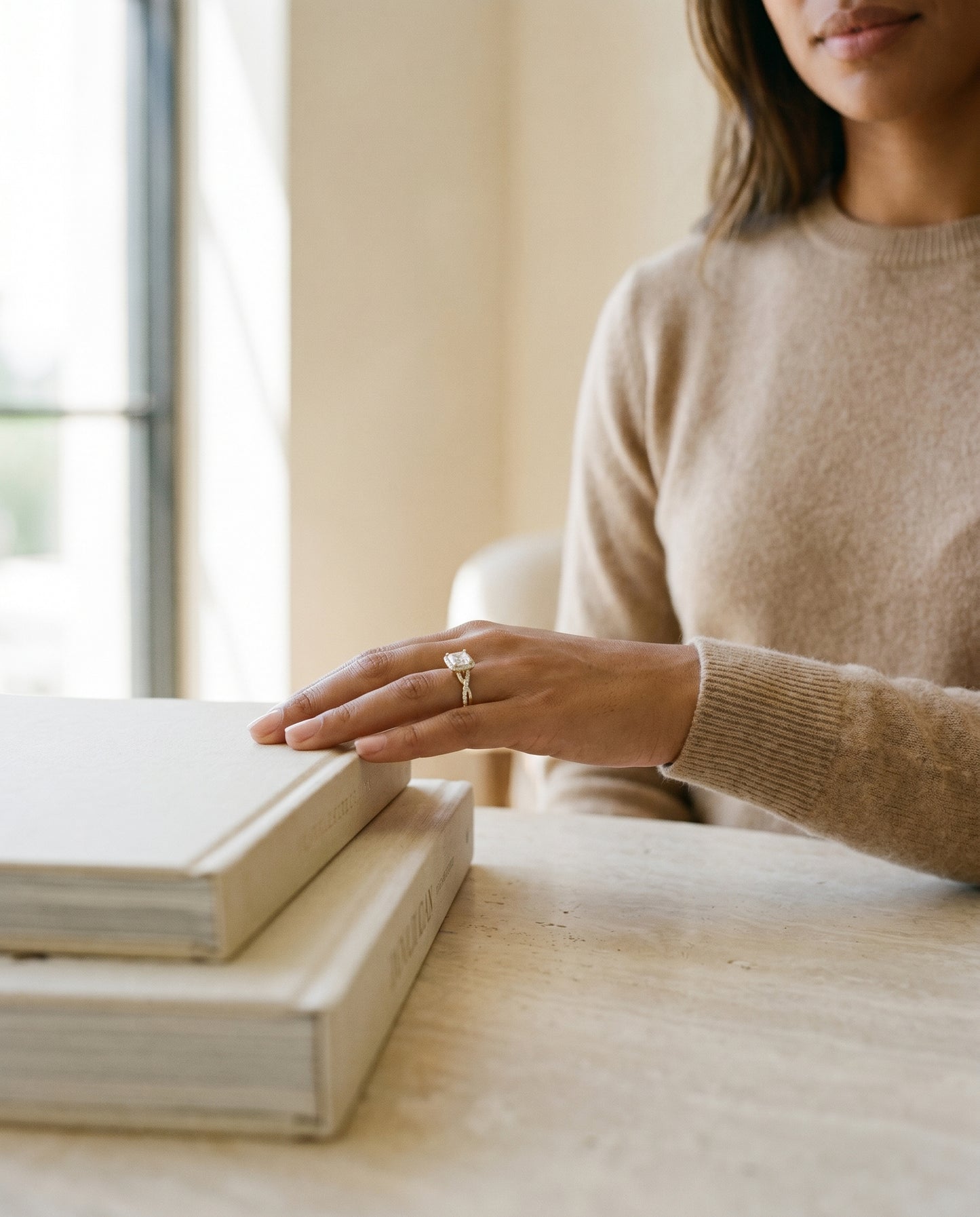 Bold Twist Pavé Halo Princess, in 18K Yellow Gold, pave setting – lifestyle shot | RockHer