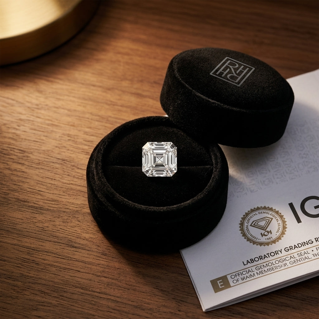 1-1/4 Carat Asscher Lab Grown Diamond, RockHer atelier presentation box