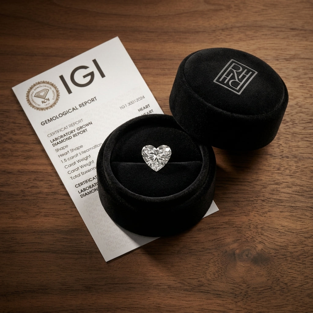 1-1/4 Carat Heart Lab Grown Diamond, RockHer atelier presentation box