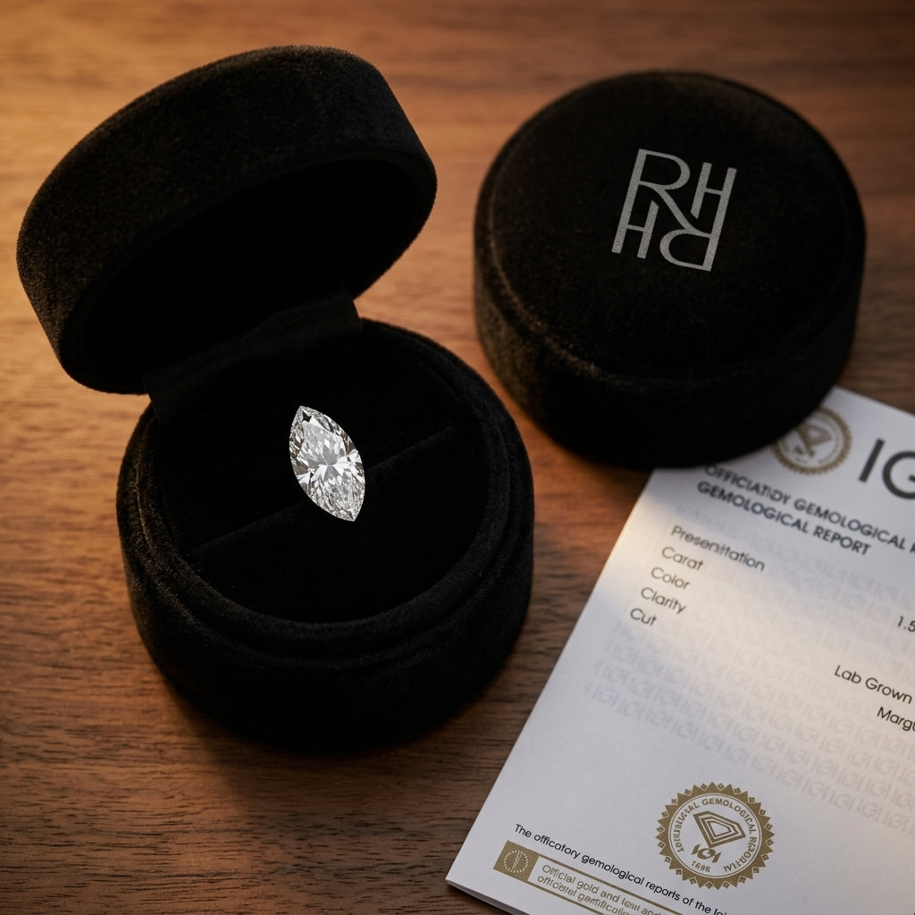 3 Carat Marquise Lab Grown Diamond, RockHer atelier presentation box