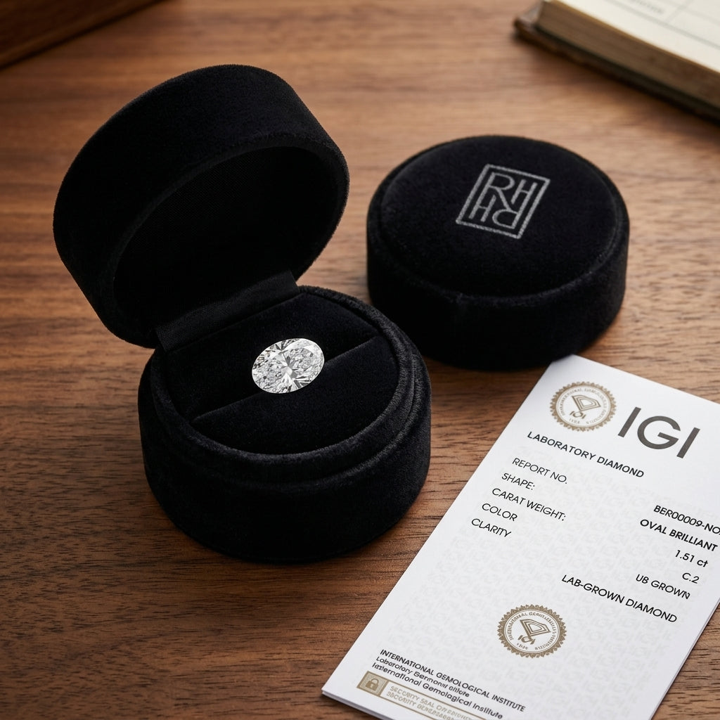 1 Carat Oval Lab Grown Diamond, RockHer atelier presentation box