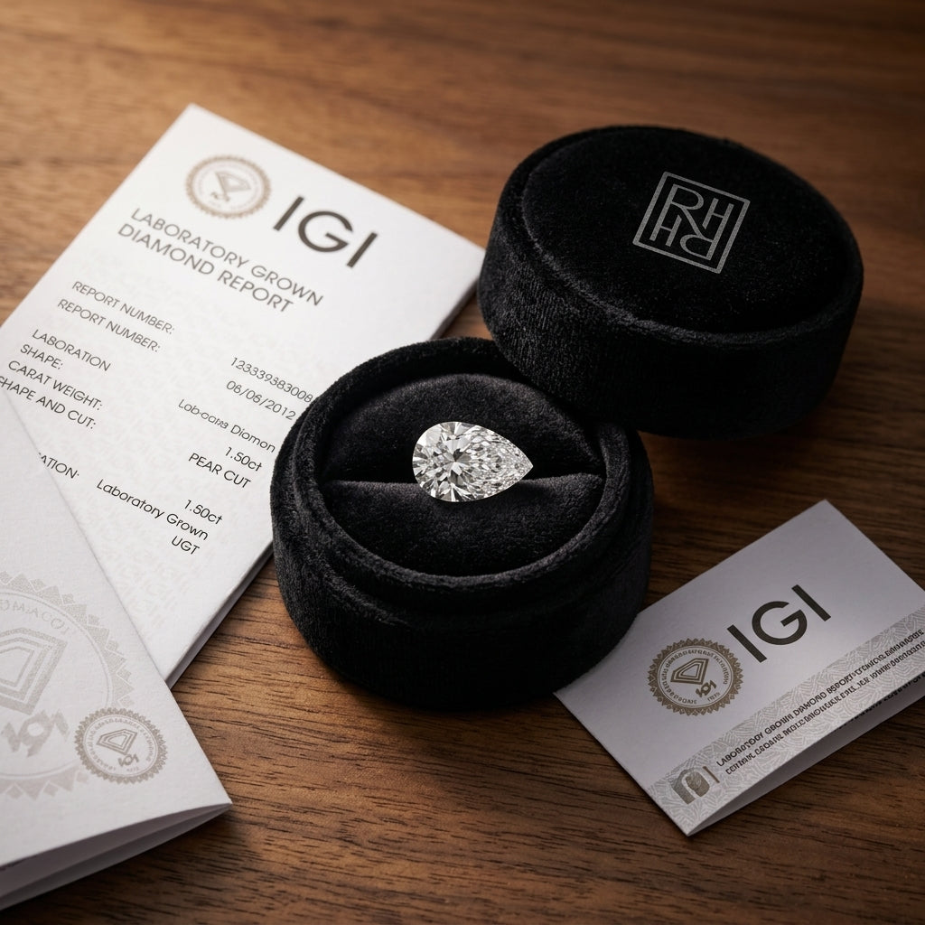 2 Carat Pear Lab Grown Diamond, RockHer atelier presentation box