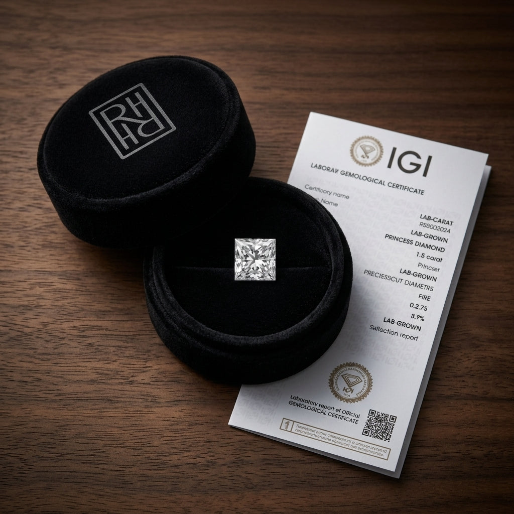 1-1/2 Carat Princess Lab Grown Diamond, RockHer atelier presentation box