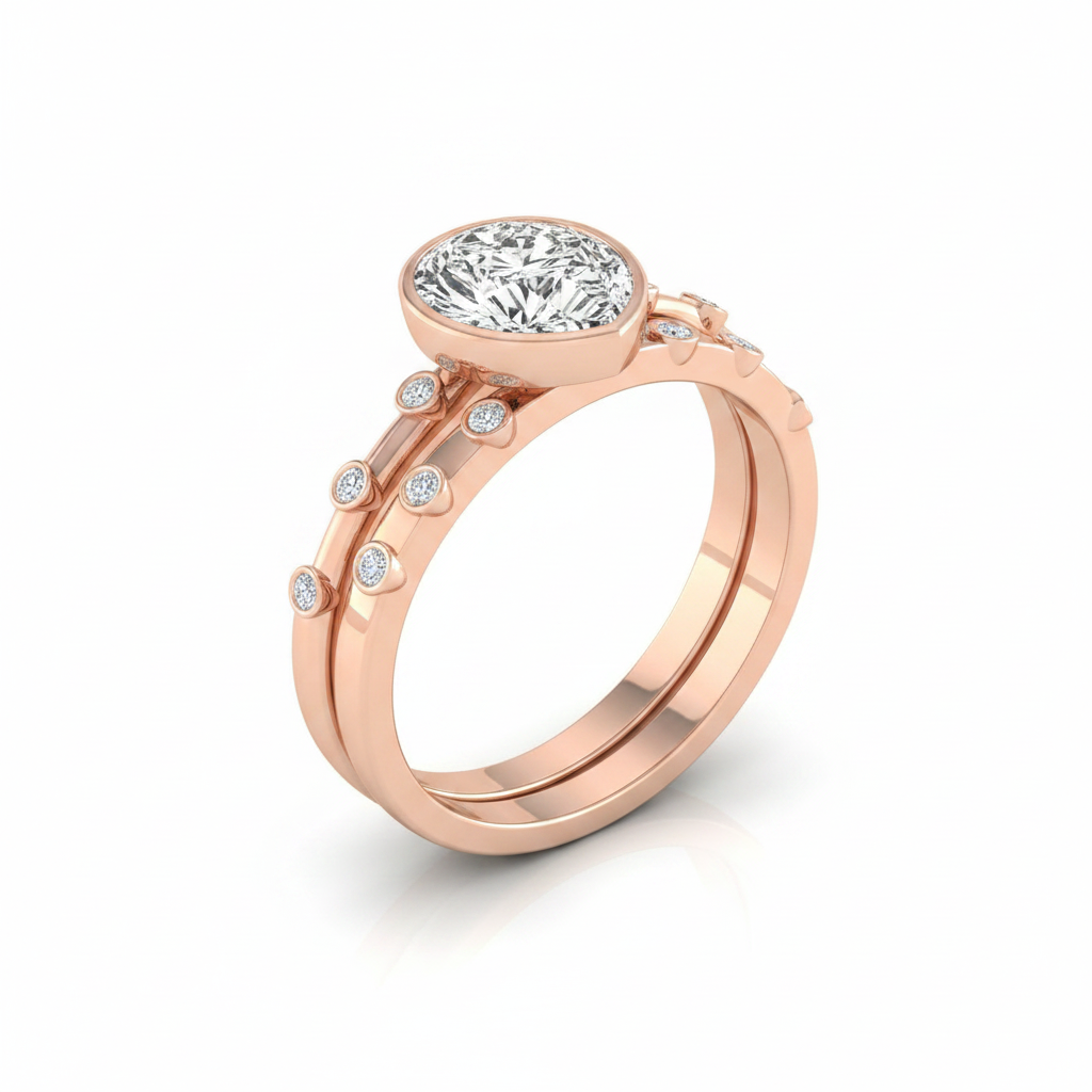 The Brandi Matching Wedding Band, Princess in 14K Rose Gold
