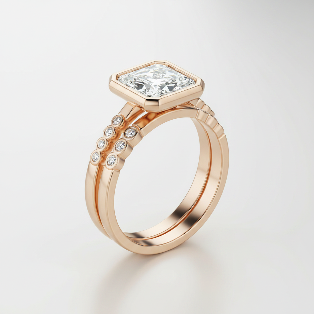 The Brandi Matching Wedding Band, Radiant in 14K Rose Gold