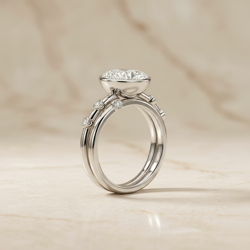 The Brandi Matching Wedding Band, Oval in 18K White Gold