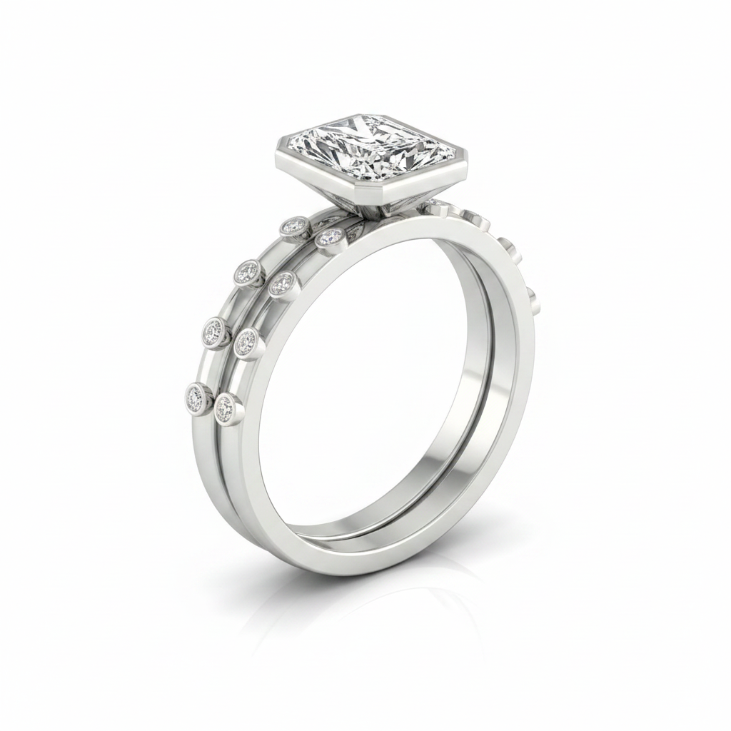 The Brandi Matching Wedding Band, Radiant in 18K White Gold