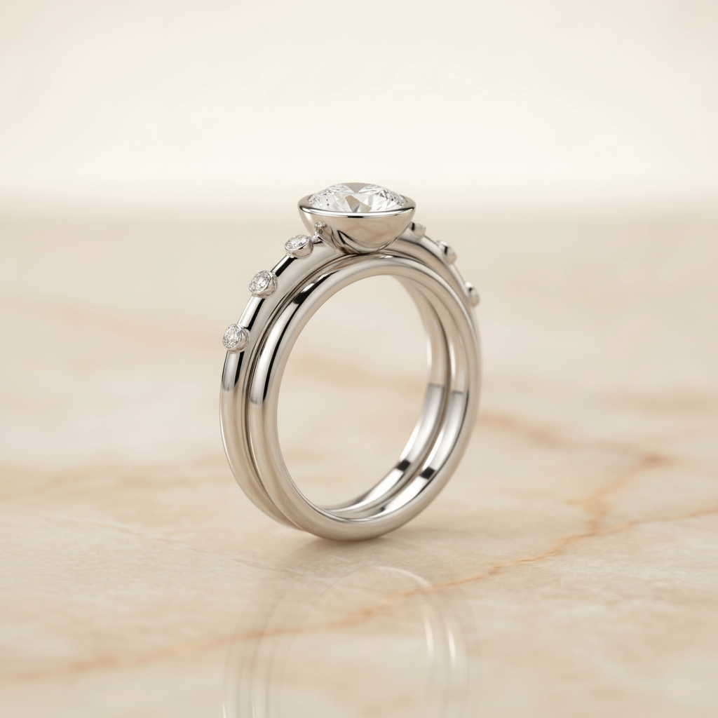The Brandi Matching Wedding Band, Round in 18K White Gold