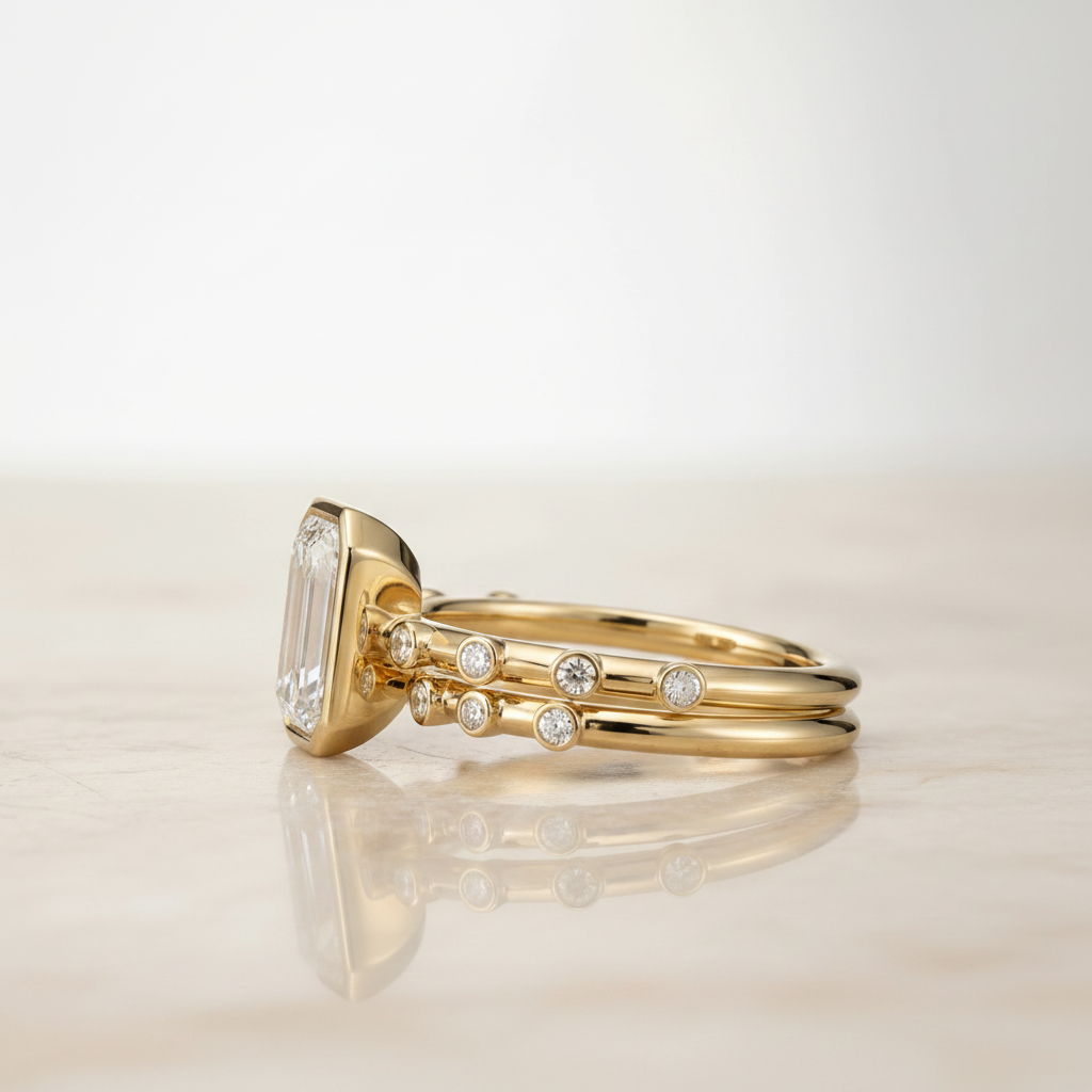 The Brandi Matching Wedding Band, Emerald in 18K Yellow Gold
