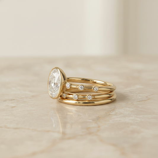The Brandi Matching Wedding Band, Oval in 18K Yellow Gold