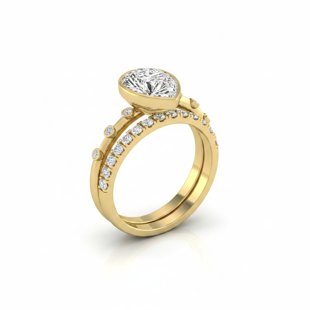 The Brandi Matching Wedding Band, Princess in 18K Yellow Gold