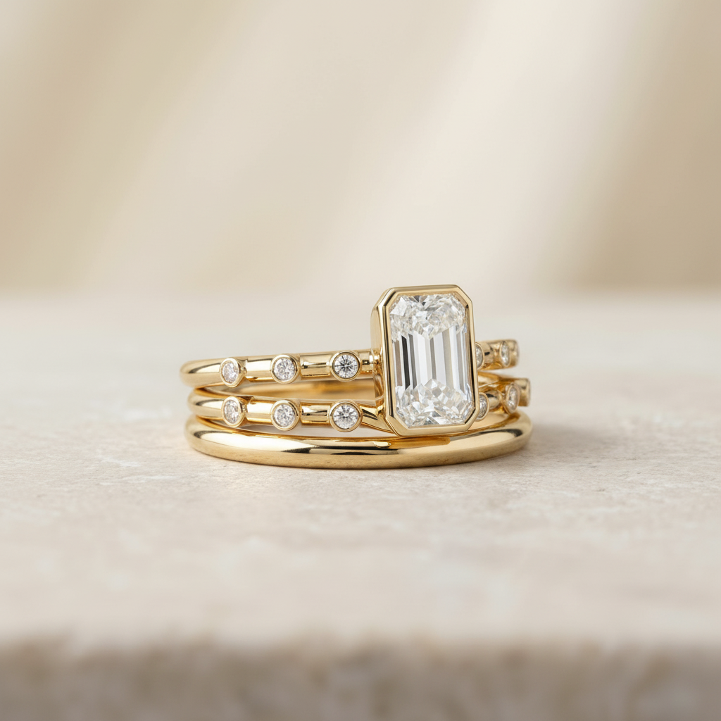 The Brandi Matching Wedding Band, Radiant in 18K Yellow Gold