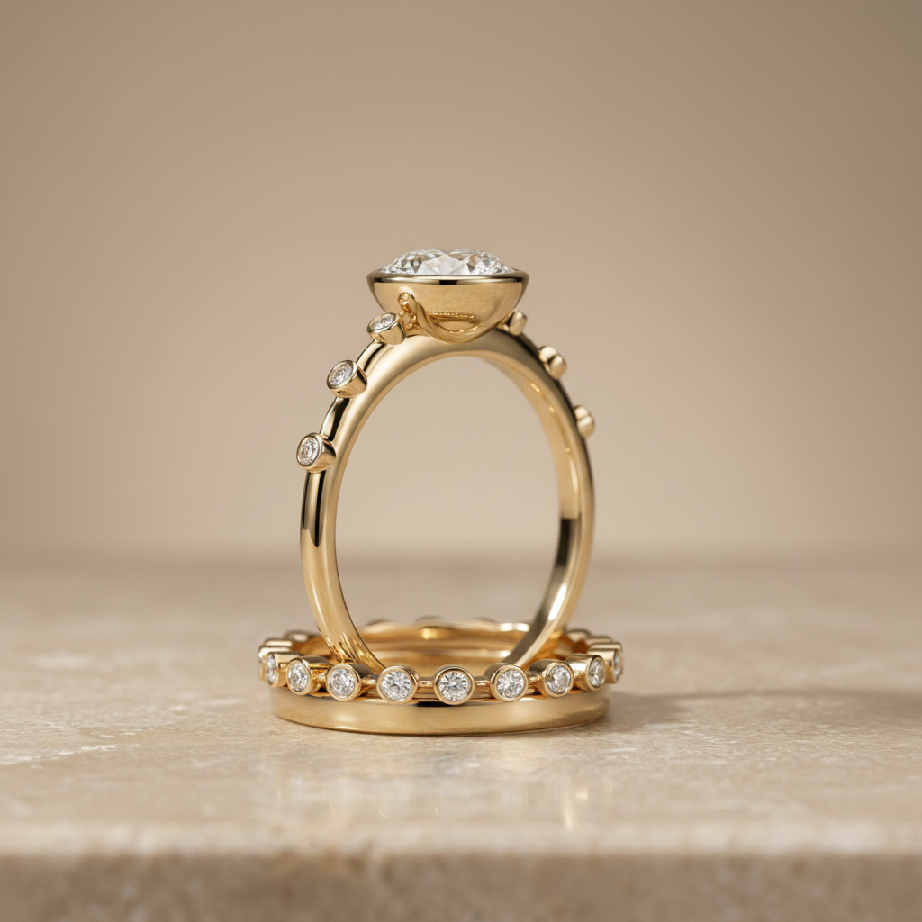 The Brandi Matching Wedding Band, Round in 18K Yellow Gold