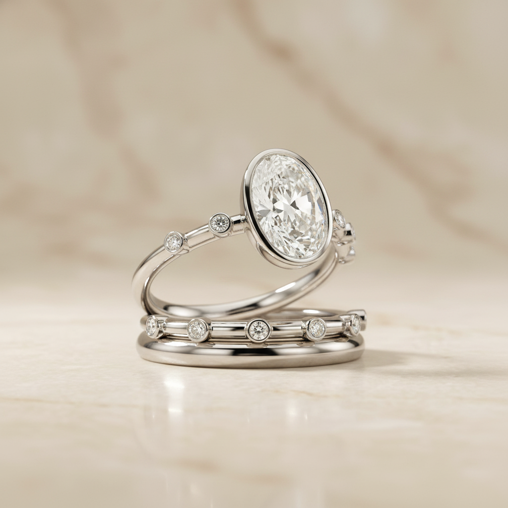 The Brandi Matching Wedding Band, Oval in Platinum