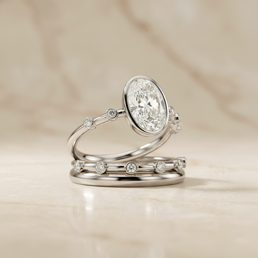 The Brandi Matching Wedding Band, Oval in Platinum