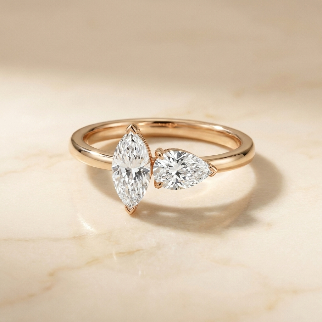 The Brandy marquise engagement ring setting in 14K Rose Gold | RockHer