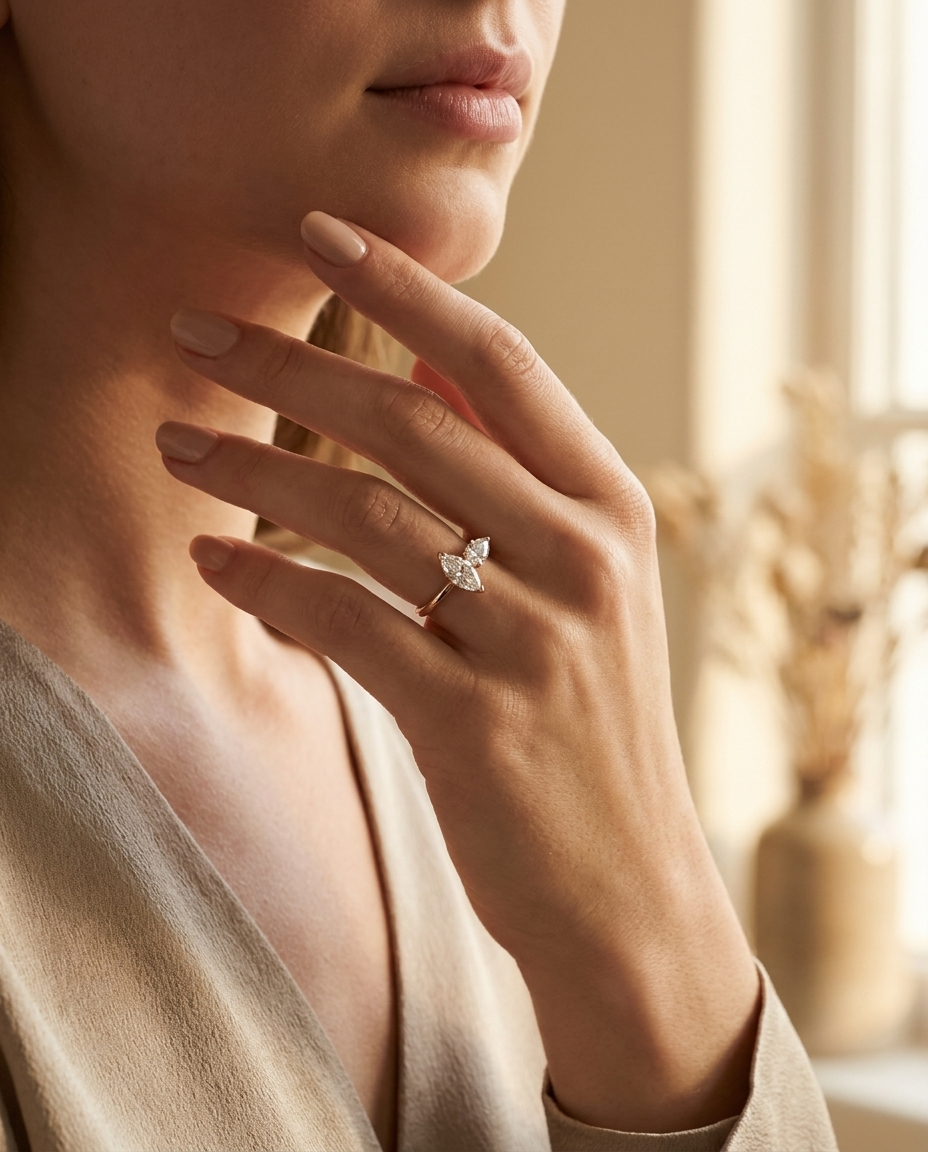The Brandy engagement ring setting in 14K Rose Gold, select toi et moi lab diamond design | RockHer