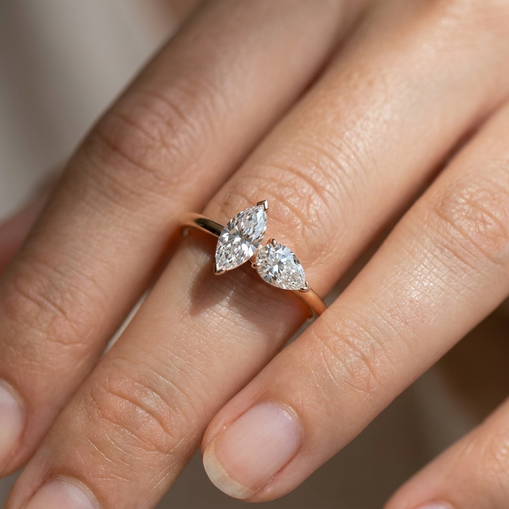 The Brandy setting for marquise diamonds, made to order in 14K Rose Gold | RockHer
