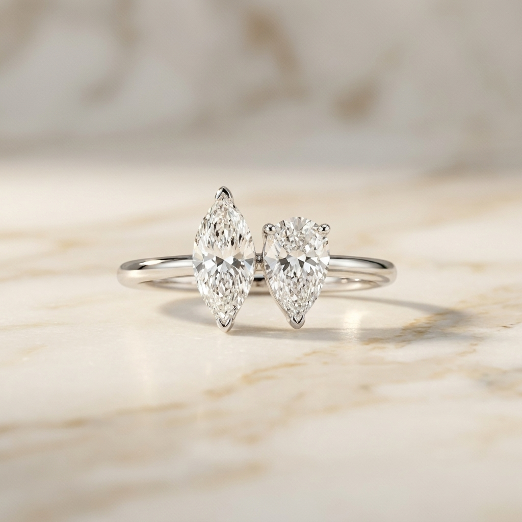 The Brandy marquise engagement ring setting in 18K White Gold | RockHer
