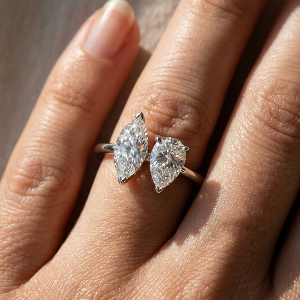 The Brandy setting for marquise diamonds, made to order in 18K White Gold | RockHer