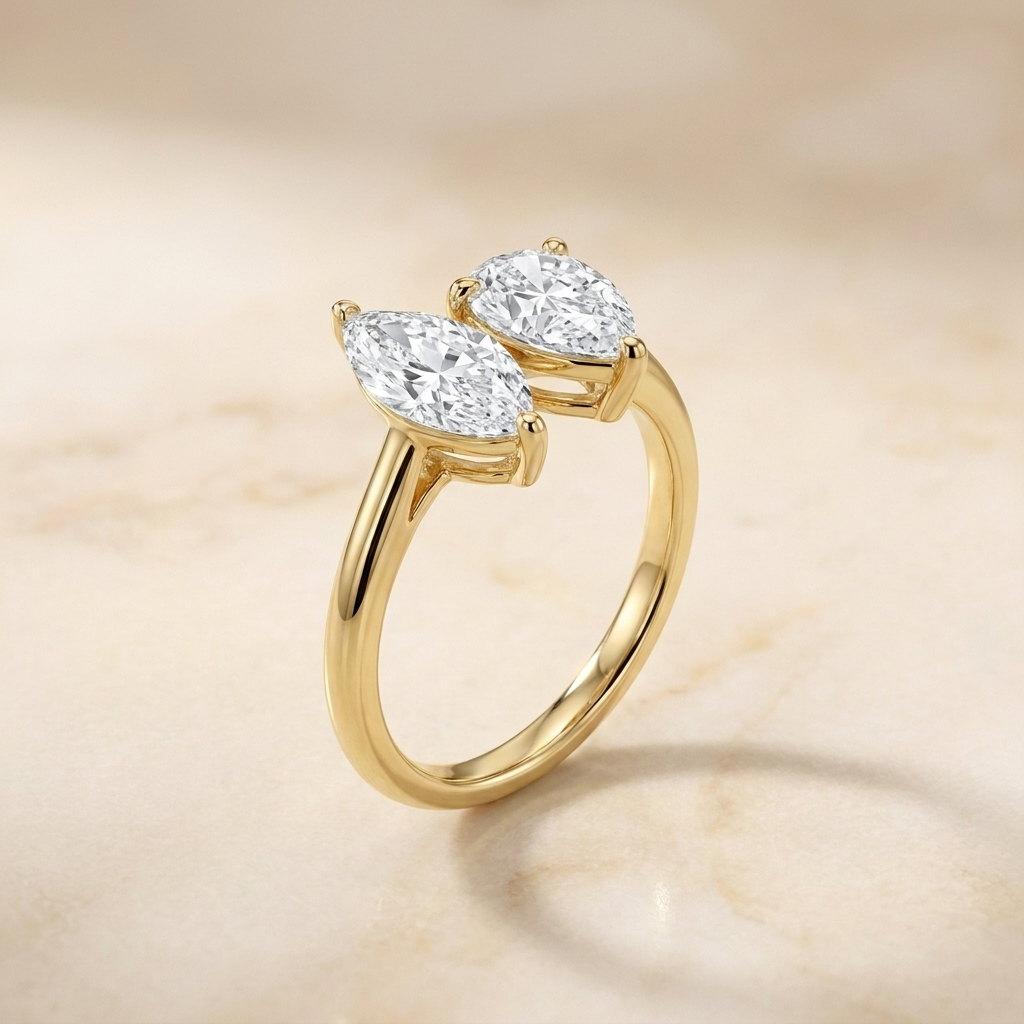 Select Toi et Moi styling on The Brandy marquise engagement ring setting | RockHer
