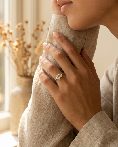 The Brandy — Toi et Moi Marquise & Pear - Lifestyle scene with hand model